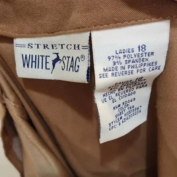 Vintage White Stag Sweet Tea Brown Retro Faux Suede A-Line Midi Skirt Size 18 - Picture 6 of 8